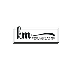 KM initial Handwriting logo vector templates