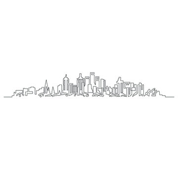 Continuous linear, city skyline. Minimalistic illustration