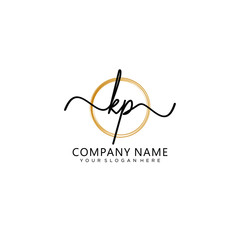 KP initial Handwriting logo vector templates