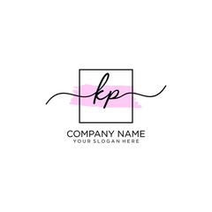 KP initial Handwriting logo vector templates