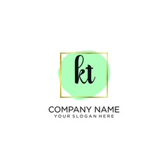 KT initial Handwriting logo vector templates