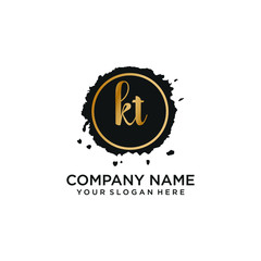 KT initial Handwriting logo vector templates