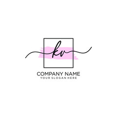 KV initial Handwriting logo vector templates