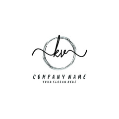 KV initial Handwriting logo vector templates