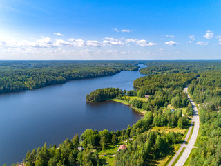 Fototapeta premium Aerial view of summer day in Finland. 