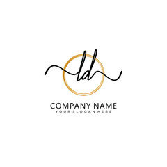 LD initial Handwriting logo vector templates