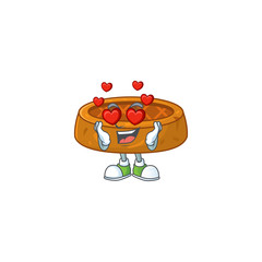 Charming peanut cookies cartoon character with a falling in love face