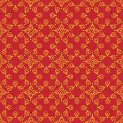 beautiful traditional seamless pattern in yellow and royal red texture. premium vector illustration. ethnic Indian, turkish and arabic motifs.