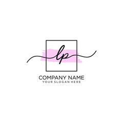LP initial Handwriting logo vector templates