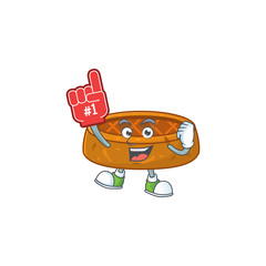 Cartoon character concept of peanut cookies holding red foam finger