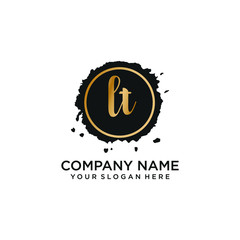 LT initial Handwriting logo vector templates