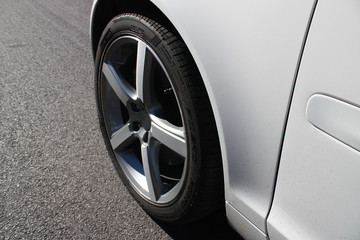 Close up of a car wheel