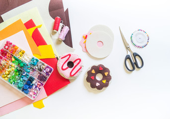 Donuts made of felt. Craft for children