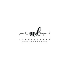 MD initial Handwriting logo vector templates