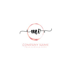 MI initial Handwriting logo vector templates