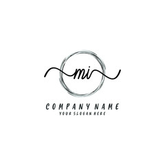 MI initial Handwriting logo vector templates