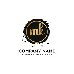 MK initial Handwriting logo vector templates