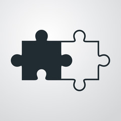 Icono plano lineal piezas de puzle en fondo gris © teracreonte