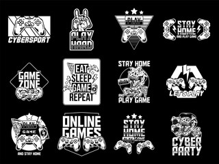 Set collection of video game apparel designs