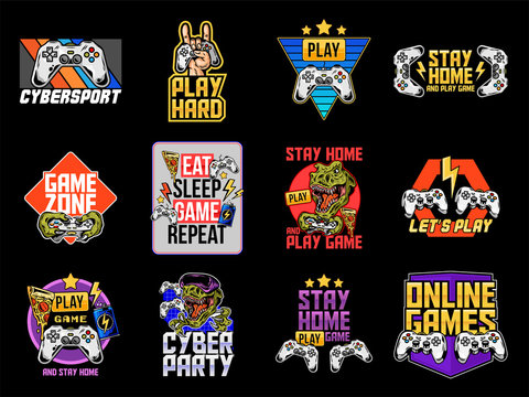 Set collection of video game apparel designs