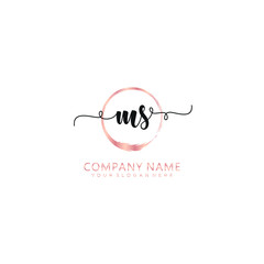 MS initial Handwriting logo vector templates