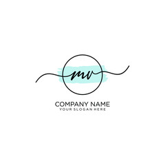 MV initial Handwriting logo vector templates