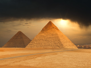 Obraz na płótnie Canvas The famous pyramids at Giza in Egypt