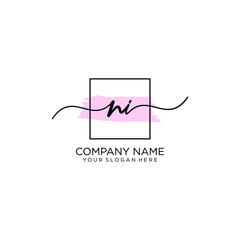 NI initial Handwriting logo vector templates