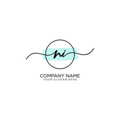 NI initial Handwriting logo vector templates