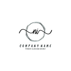 NI initial Handwriting logo vector templates