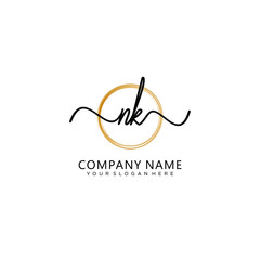 NK initial Handwriting logo vector templates