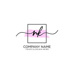 NK initial Handwriting logo vector templates