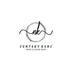 NK initial Handwriting logo vector templates