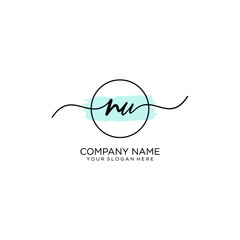 NU initial Handwriting logo vector templates