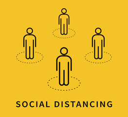 Social distancing. Keep the 1-2 meter distance. Coronovirus epidemic protective. Vector illustration