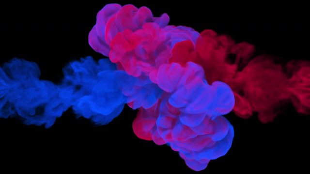 mixing of red and blue smoke streams