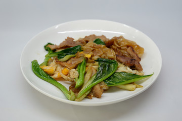 noodle Thai style Stir fried flat noodle and pork with preserved soy bean paste