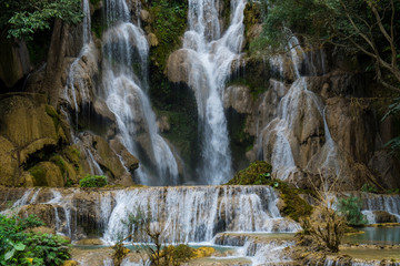 Kuang Si Waterfalls clear waters in area Luang prabang, Laos