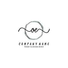 OE initial Handwriting logo vector templates