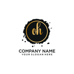 OH initial Handwriting logo vector templates