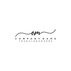 OM initial Handwriting logo vector templates