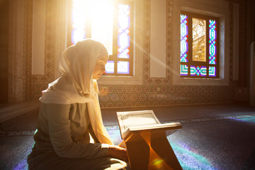Muslim woman under the sunlight