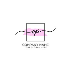 OP initial Handwriting logo vector templates