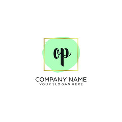 OP initial Handwriting logo vector templates