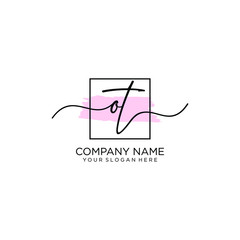 OT initial Handwriting logo vector templates