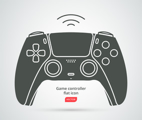 New wireless game controller. Game pad icon in flat style