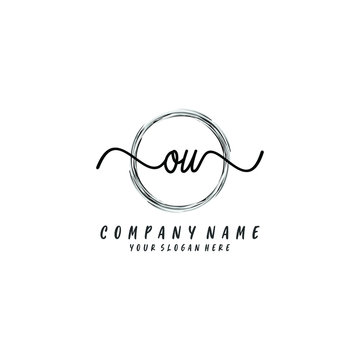OU initial Handwriting logo vector templates
