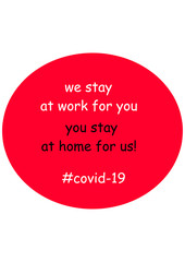 Logo for viral publishing on social networks. Doctors recommend staying at home. Pandemic. Epidemic. Coronavirus.