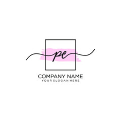 PC initial Handwriting logo vector templates