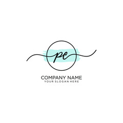Obraz premium PC initial Handwriting logo vector templates